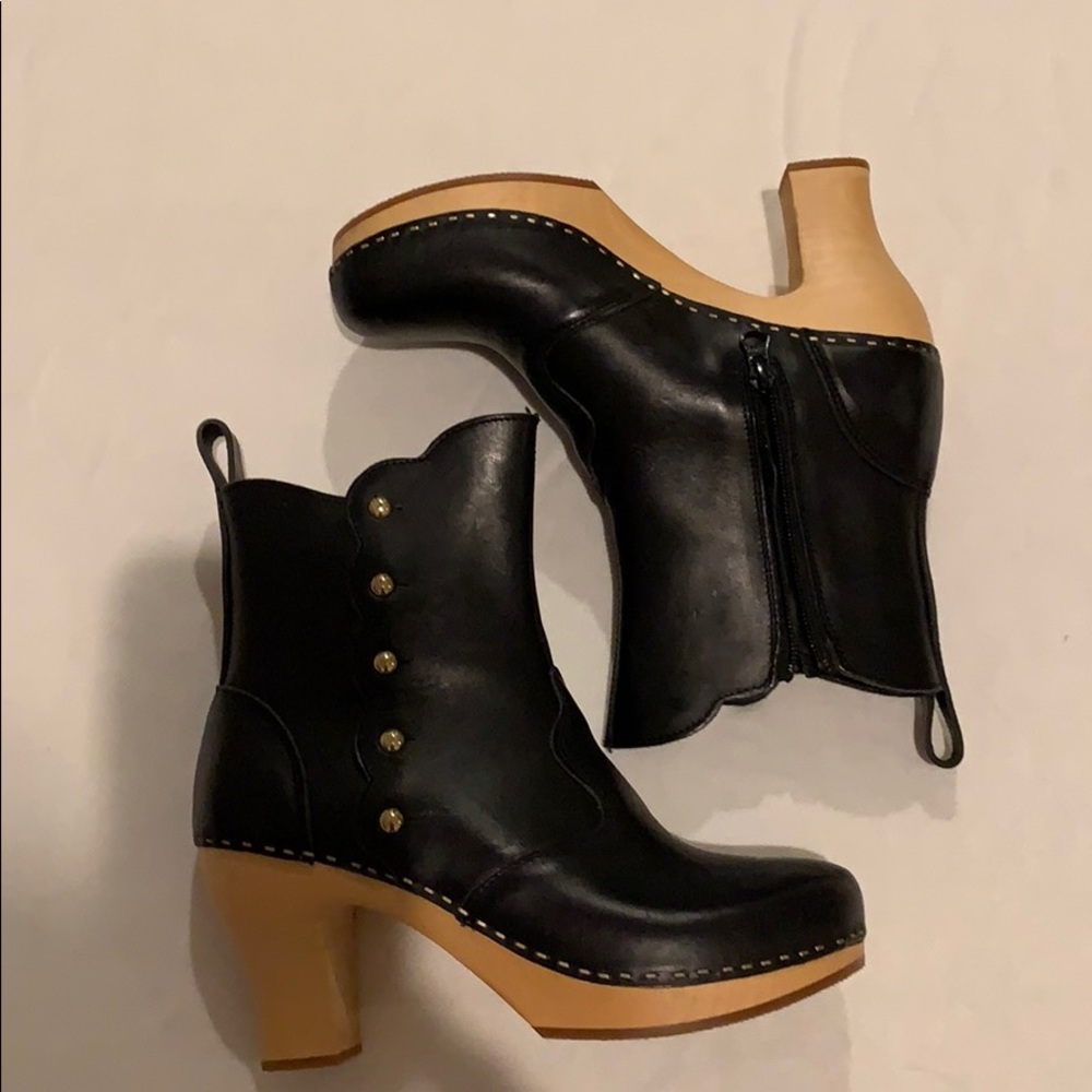 Swedish Hasbeens Black Clog Boots